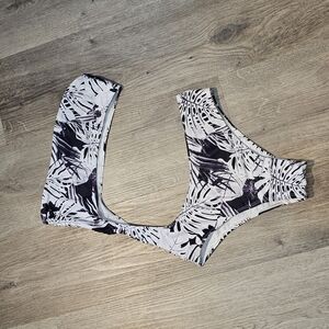 Black and White Leaf Print Bikini Bottom